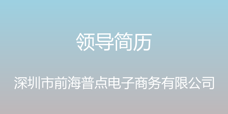 领导简历 - 深圳市前海普点电子商务有限公司